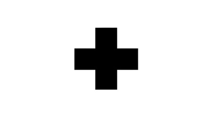 Fototapeta premium Simple black plus sign symbol on a clean white background, representing addition or a positive choice.