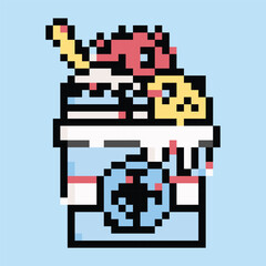 Pixel art vector themed summer with beach, sun, and fun activities elements.Pixel art vector themed summer with beach, sun, and fun activities elements.