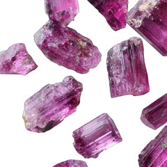 Pink crystal clusters on black