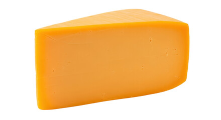 Isolated wedge of cheddar cheese ready to eat a tasty dairy product for cooking, snacks
