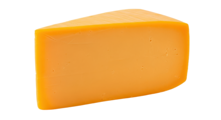 Isolated wedge of cheddar cheese ready to eat a tasty dairy product for cooking, snacks