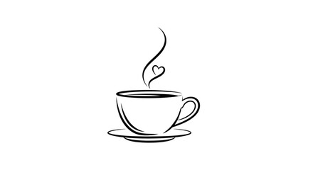 Obraz premium Warm cup of coffee with steam forming a heart, symbolizing love and comfort.