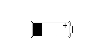 Low battery indicator on a white background, symbolizing depleted energy or need for power.
