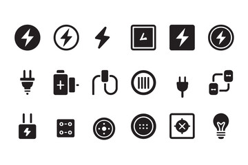 Electrical and power icons set electricity energy