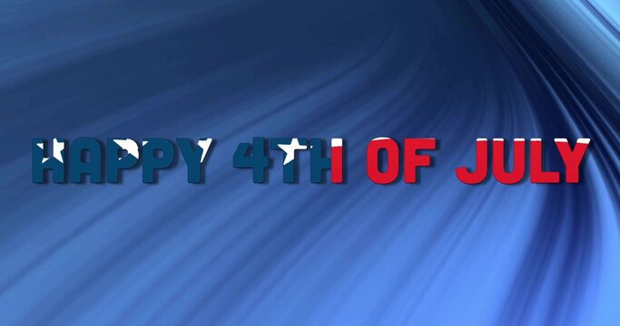 Naklejki Displaying HAPPY 4TH OF JULY text with American flag pattern on blue swirl at design workspace