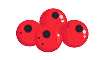 Cluster of red spheres