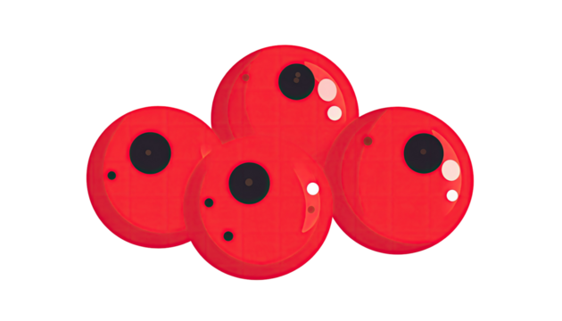 Cluster of red spheres
