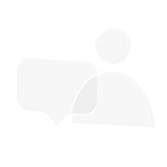 3D glass user icon with chat bubble in glossy transparent style on black background. Minimal futuristic design representing communication