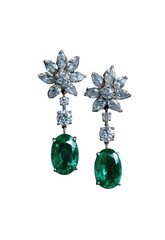 Diamond and emerald dangle earrings