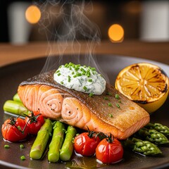 grilled salmon with vegetables