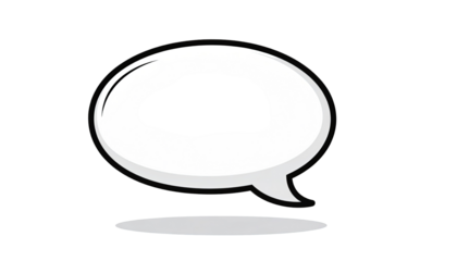 A simple white speech bubble with a dark interior shape