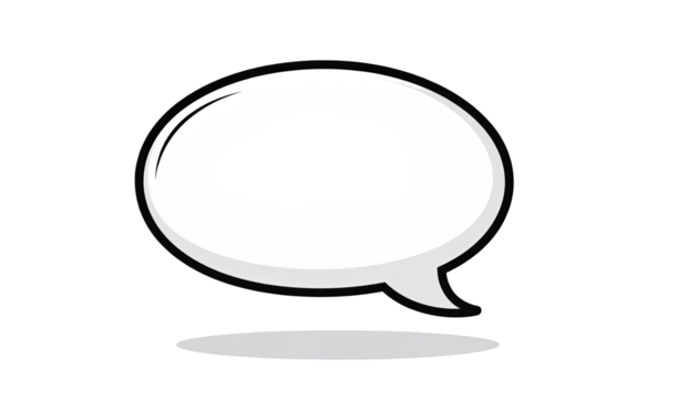 A simple white speech bubble with a dark interior shape