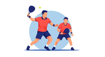 Obraz premium Flat vector illustration of two faceless padel players in action on a court