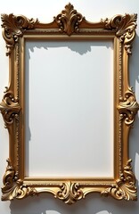 Ornate gold frame border with vintage royal swirls on white background. Perfect for certificates, cards, weddings, menus, and invitations. Elegant antique decorative retro graphic element.