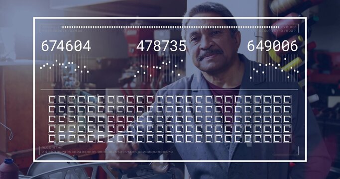 Examining overlay showing data while holding tool in repair workshop, featuring bicycle rim - Powered by Adobe