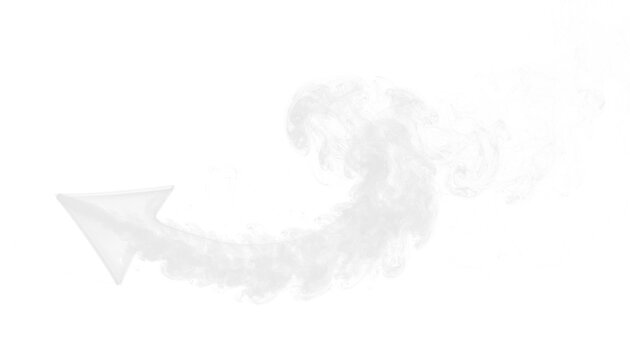PNG smoke curling into a soft spiral arrow, symbolizing flow, movement, and continuity. Ideal for creative designs, digital overlays, abstract art, and futuristic navigation graphics