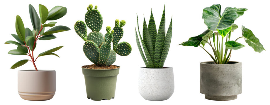 PNG Diverse potted plants collection, element set on transparent background