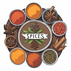 set of spices and herbs cartoon vector illustration