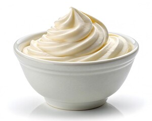 Soft serve ice cream in a white bowl isolated on white background
