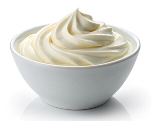 Soft serve ice cream in a white bowl isolated on white background