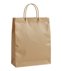 A Takeaway Paper Bag for a Restaurant Or a Store, Cut Out, Clipping Path, Isolated on a Transparent PNG Background.