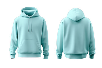 Light teal hoodie, front and back views