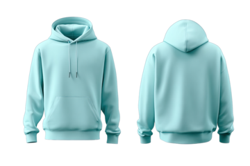 Light teal hoodie, front and back views