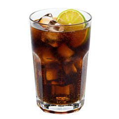Cuba Libre cocktail with a lime garnis, isolated on white or transparent background, PNG format.