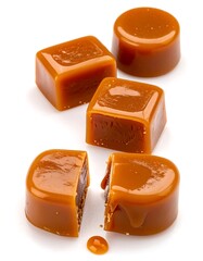 Caramel candies in various shapes