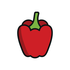 Bell pepper icon in color with line for farm, cooking, and vegetable themes.