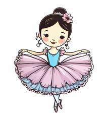 little ballerina girl cartoon vector illustration