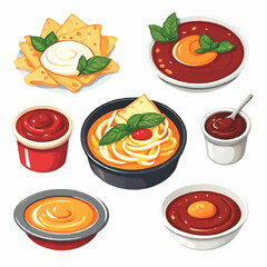 set of sauces, mustard and mayonnaise cartoon vector illustration
