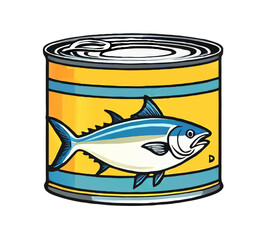 canned tuna cartoon vector illustration