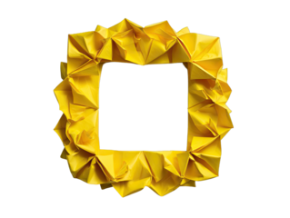 Origami frame, yellow, square, black background