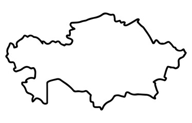 Obraz premium Outline map of Kazakhstanin line art style in black and white