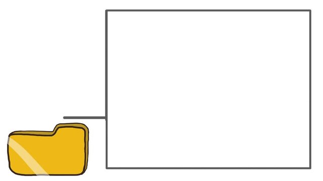 Animation of a business folder sparkling with sunlight and a frame hanging nearby.