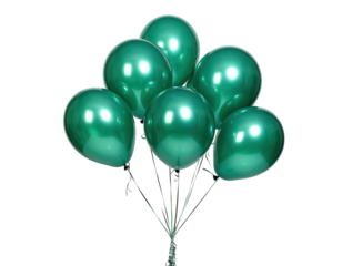Cluster of shiny emerald green balloons