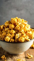 Caramel popcorn in a bowl