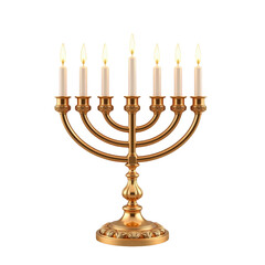 Menorah with lit candles, symbolizing celebration and tradition.