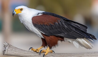 Obraz premium White-backed sea eagle perched on a branch