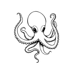 Detailed octopus sketch displaying intricate tentacle details a creative marine creature