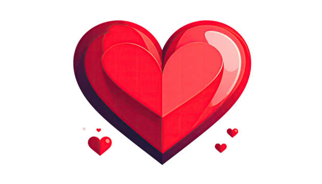 3D heart graphic with smaller hearts