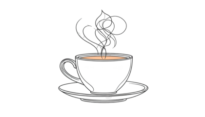 Simple drawing of a steaming cup of coffee