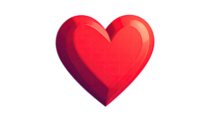 A glossy, red heart shape on a black background