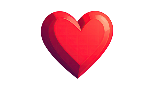 A glossy, red heart shape on a black background
