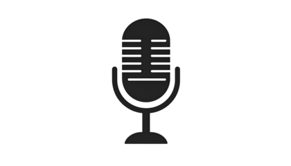 Simple microphone icon on black background
