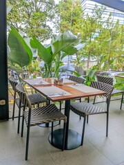 table and chairs in the restaurant 