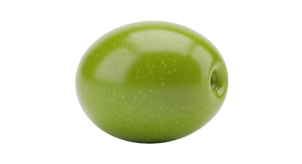 Isolated green olive, fresh and shiny, fruit ingredient for snack, food recipe and tapas