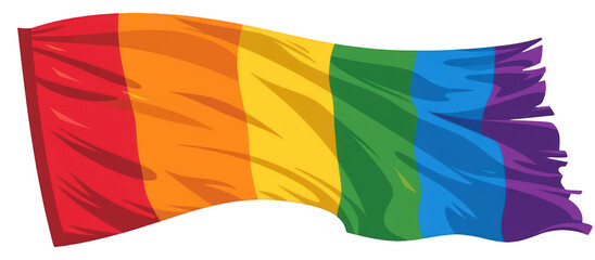 Colorful waving pride flag with horizontal stripes.