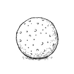 Hand drawn sphere illustration evoking planetary surface with craters against a pristine white